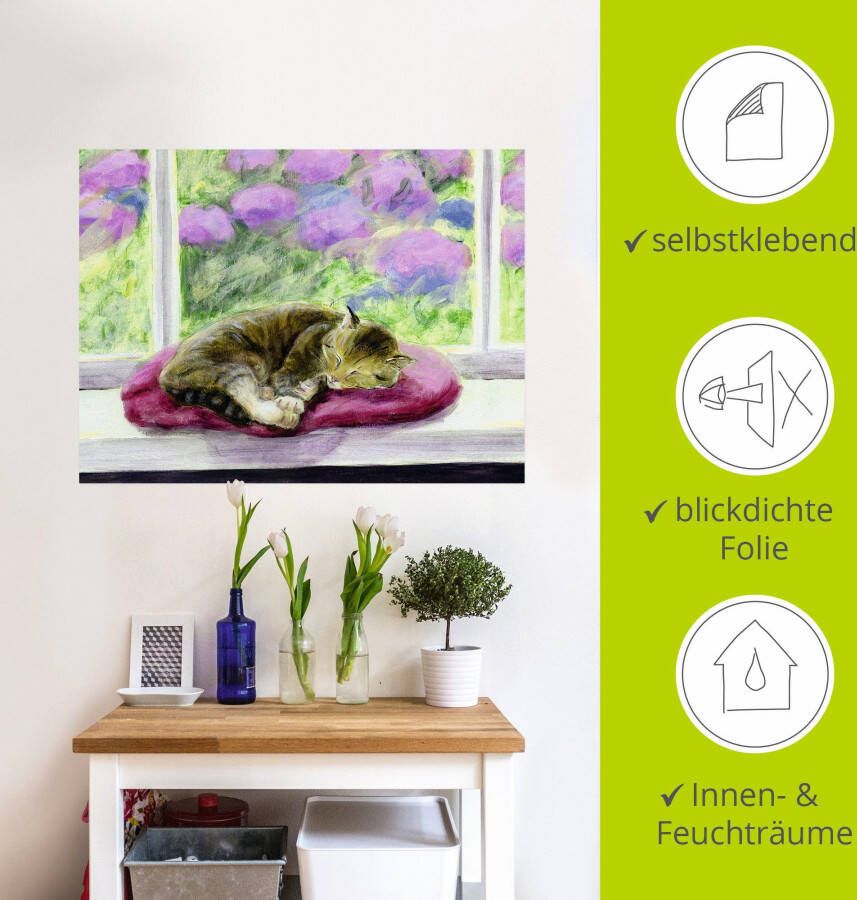 Artland Artprint Kat op vensterbank in tuin als poster muursticker in verschillende maten