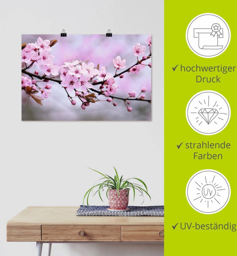 Artland Artprint Kersenbloesem als artprint van aluminium artprint voor buiten artprint op linnen poster muursticker