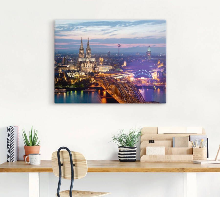 Artland Artprint Keulen panorama in de avond als artprint van aluminium artprint voor buiten artprint op linnen in verschillende maten