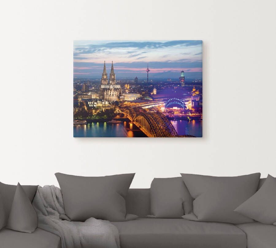 Artland Artprint Keulen panorama in de avond als artprint van aluminium artprint voor buiten artprint op linnen in verschillende maten