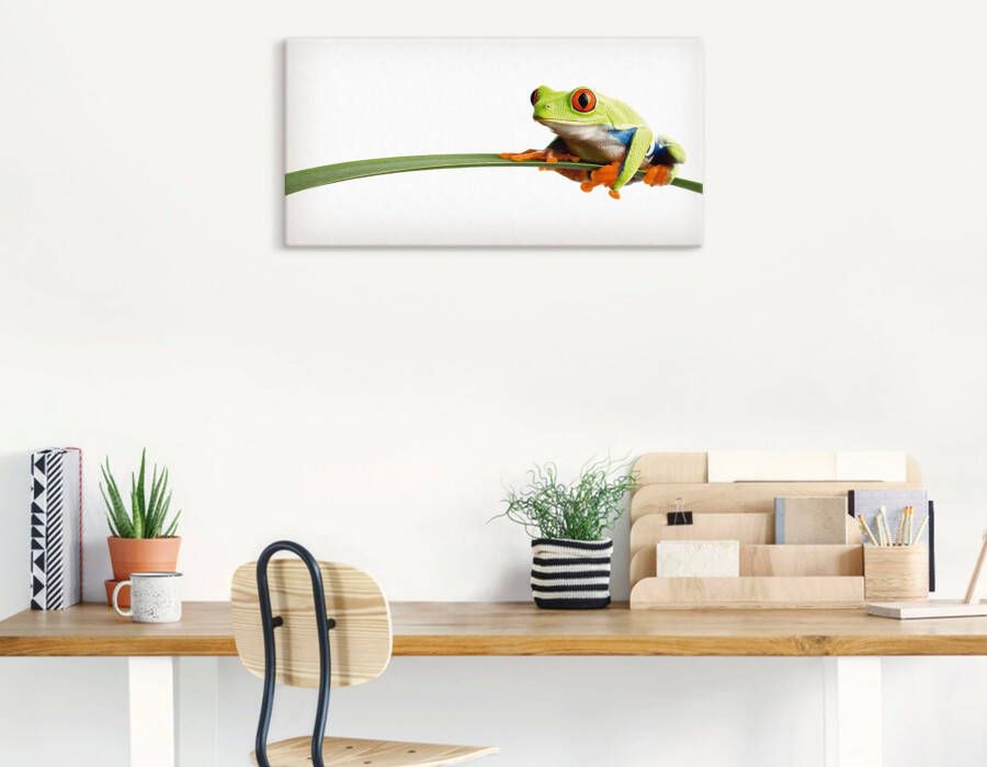 Artland Artprint Kikker op een blad als artprint van aluminium artprint voor buiten artprint op linnen poster muursticker