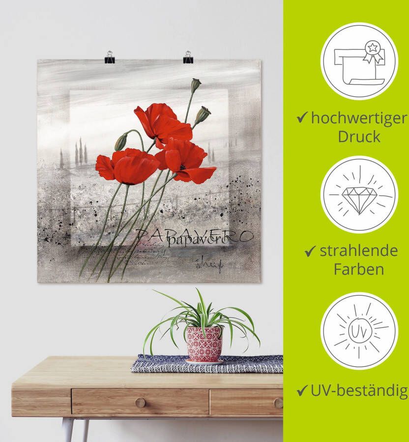 Artland Artprint Klaprozen als artprint op linnen poster muursticker in verschillende maten