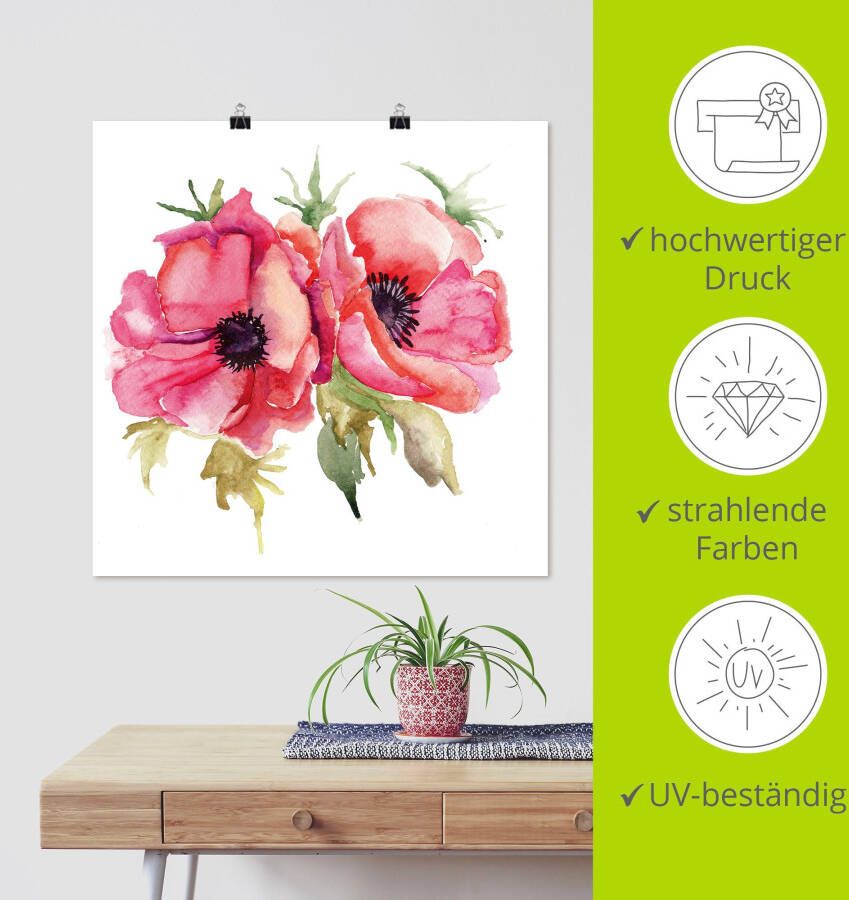 Artland Artprint Klaprozen als artprint van aluminium artprint voor buiten artprint op linnen poster muursticker