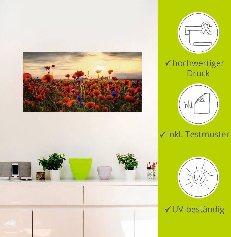 Artland Artprint Klaprozen als artprint van aluminium artprint voor buiten artprint op linnen poster muursticker