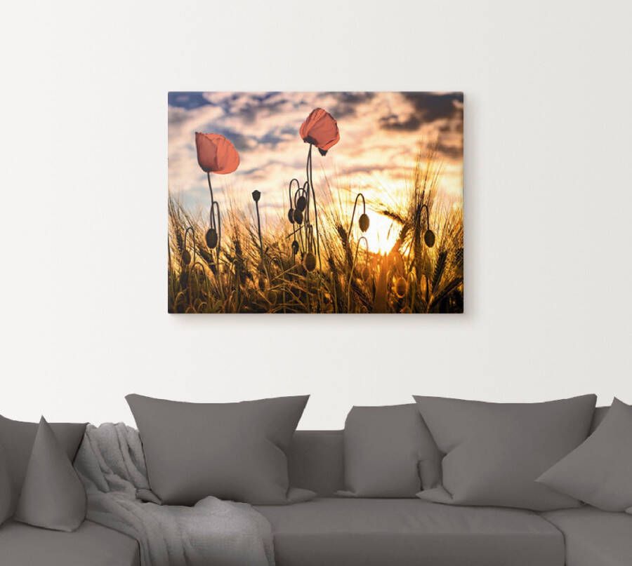 Artland Artprint Klaprozen bij zonsondergang als artprint van aluminium artprint voor buiten artprint op linnen poster muursticker