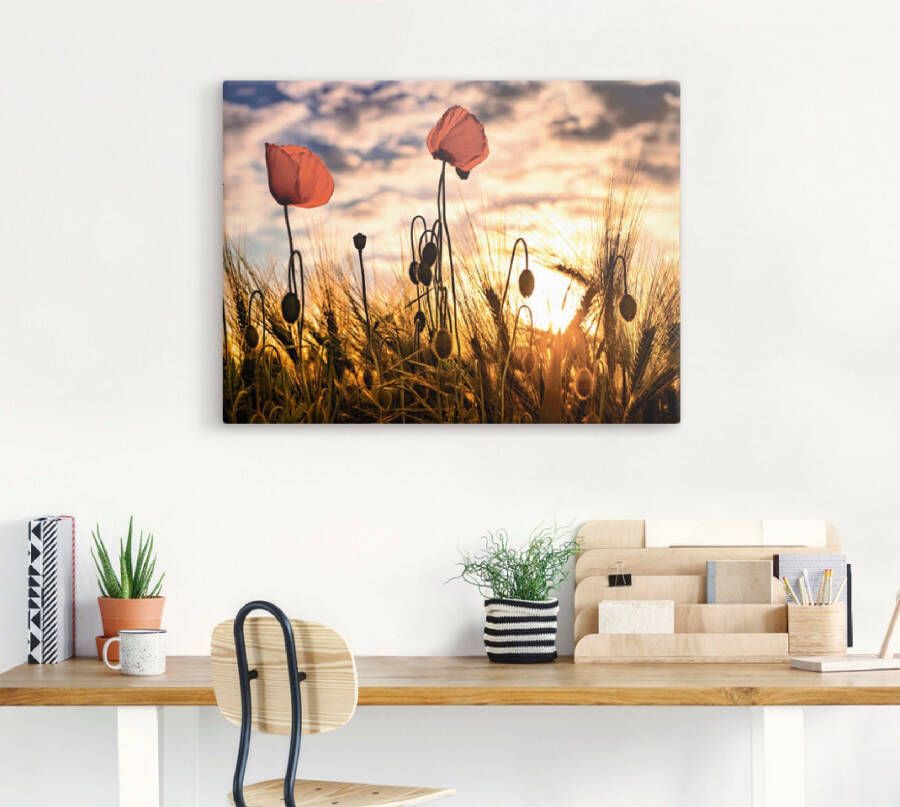 Artland Artprint Klaprozen bij zonsondergang als artprint van aluminium artprint voor buiten artprint op linnen poster muursticker