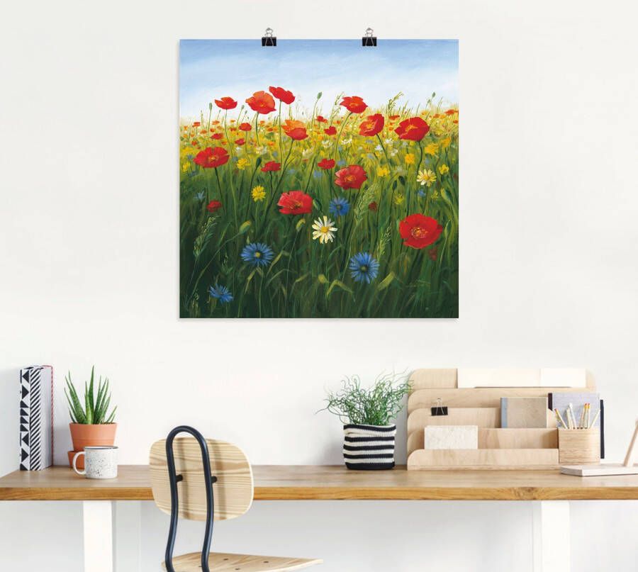 Artland Artprint Klaprozen landschap I als artprint van aluminium artprint voor buiten artprint op linnen poster in verschillende maten. maten