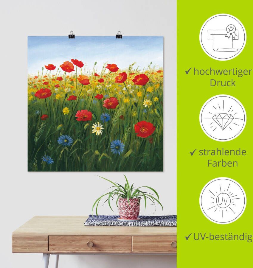 Artland Artprint Klaprozen landschap I als artprint van aluminium artprint voor buiten artprint op linnen poster in verschillende maten. maten