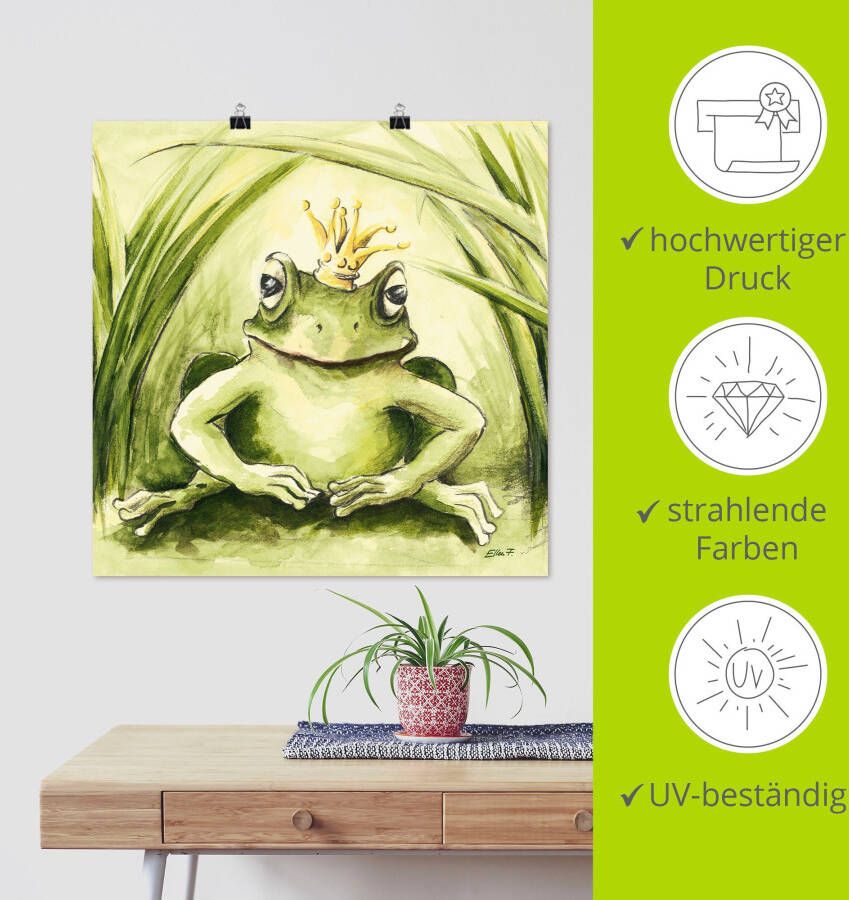 Artland Artprint Kleine kikker als artprint van aluminium artprint voor buiten artprint op linnen poster in verschillende maten. maten