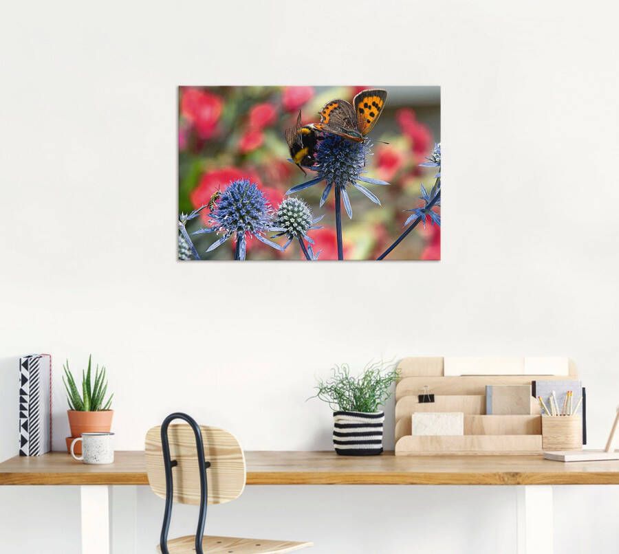 Artland Artprint Kleine vuurvlinder en hommel als artprint van aluminium artprint op linnen muursticker verschillende maten