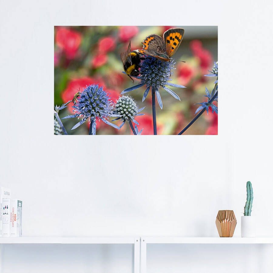 Artland Artprint Kleine vuurvlinder en hommel als artprint van aluminium artprint op linnen muursticker verschillende maten