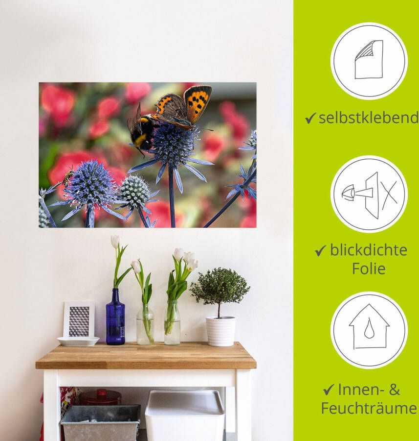 Artland Artprint Kleine vuurvlinder en hommel als artprint van aluminium artprint op linnen muursticker verschillende maten