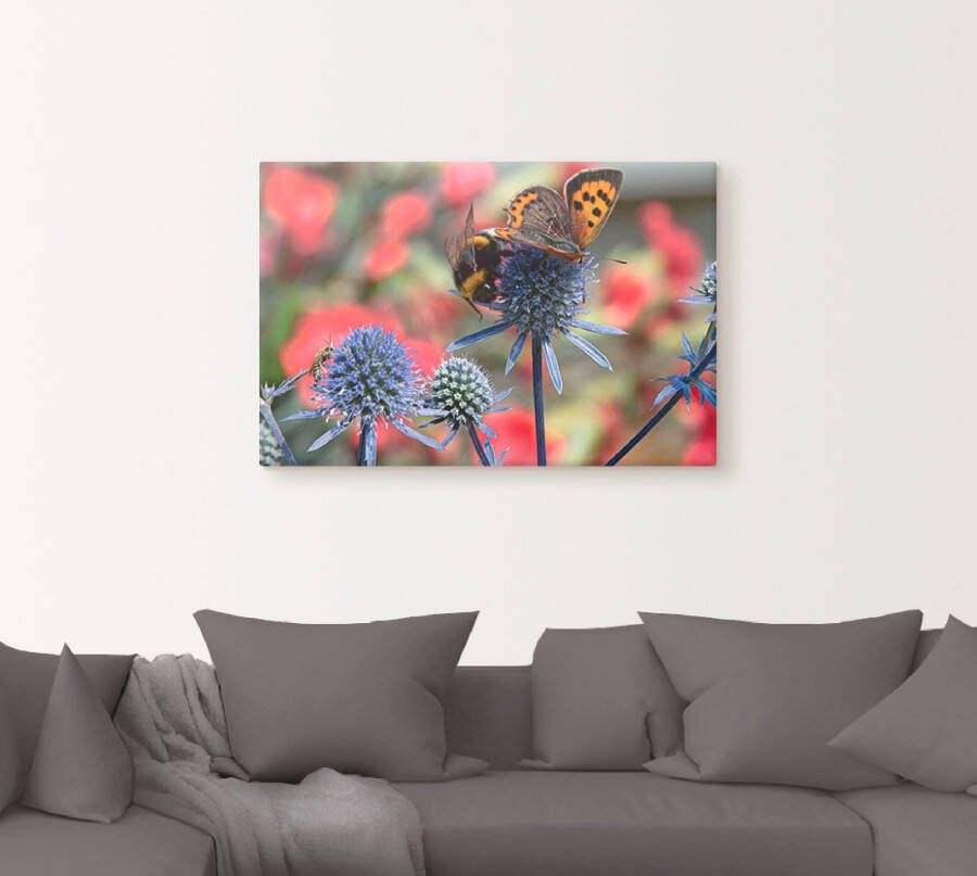 Artland Artprint Kleine vuurvlinder en hommel als artprint van aluminium artprint op linnen muursticker verschillende maten