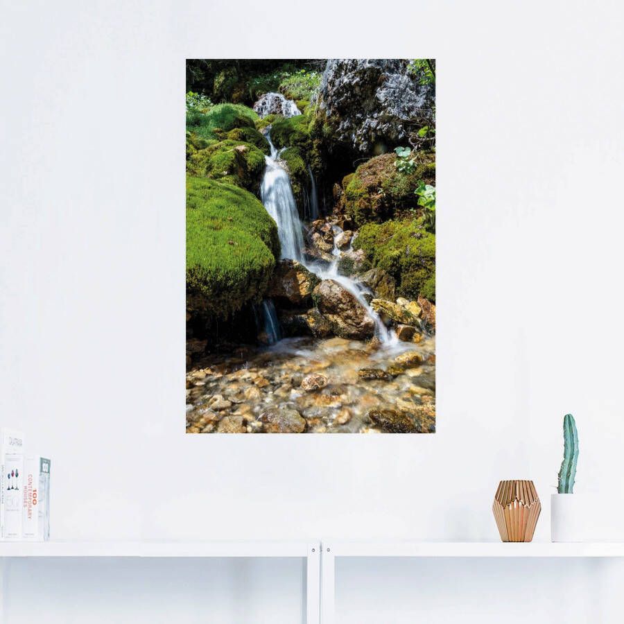 Artland Artprint Kleine waterval in de bergen als artprint op linnen poster muursticker in verschillende maten