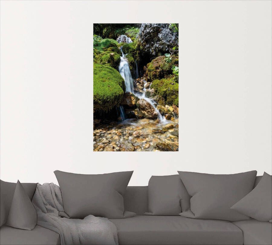 Artland Artprint Kleine waterval in de bergen als artprint op linnen poster muursticker in verschillende maten