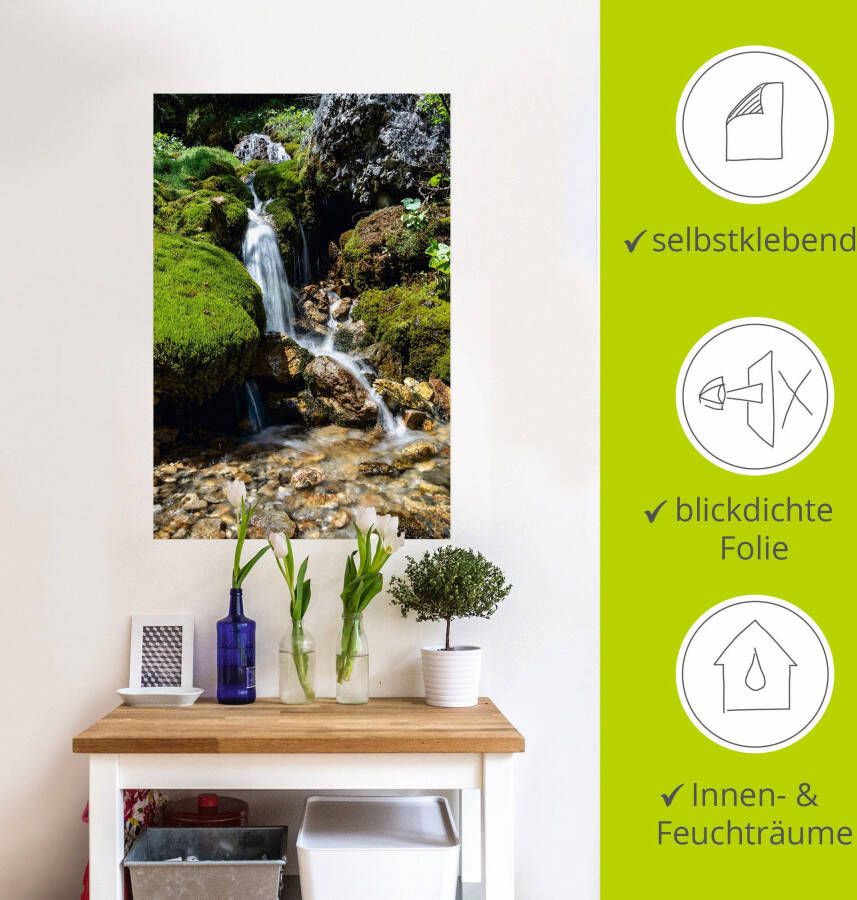 Artland Artprint Kleine waterval in de bergen als artprint op linnen poster muursticker in verschillende maten