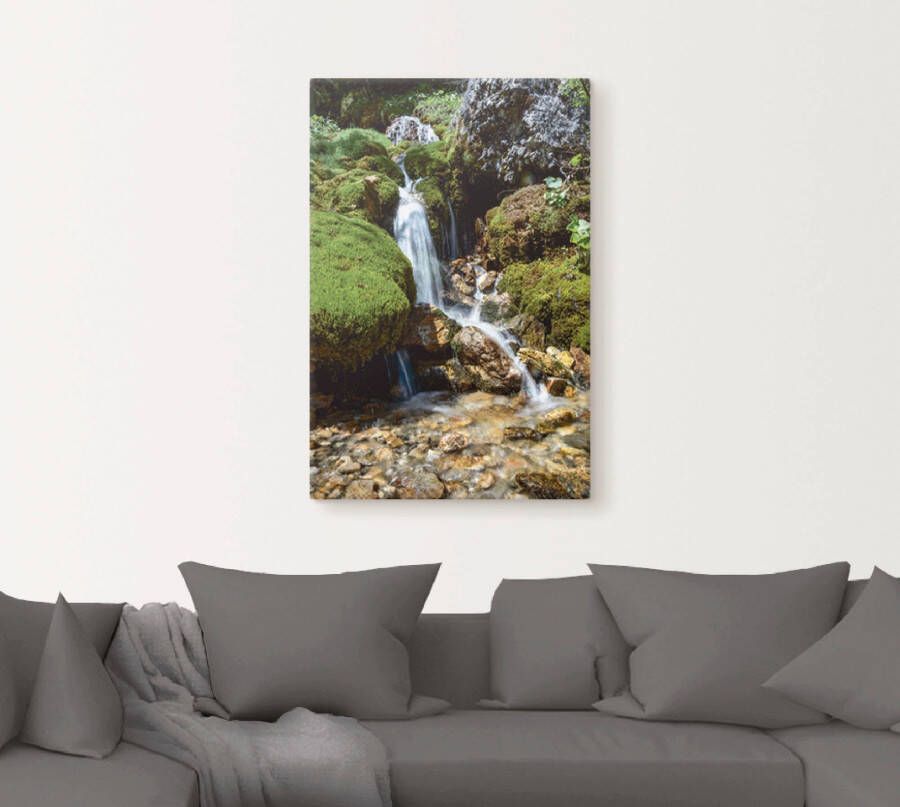 Artland Artprint Kleine waterval in de bergen als artprint op linnen poster muursticker in verschillende maten