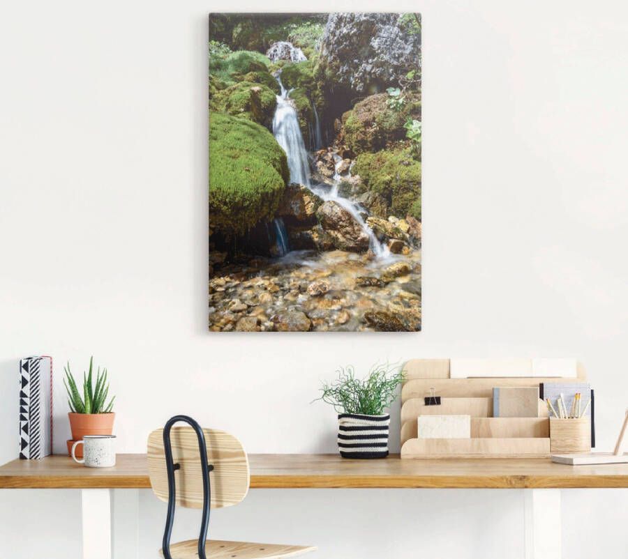 Artland Artprint Kleine waterval in de bergen als artprint op linnen poster muursticker in verschillende maten