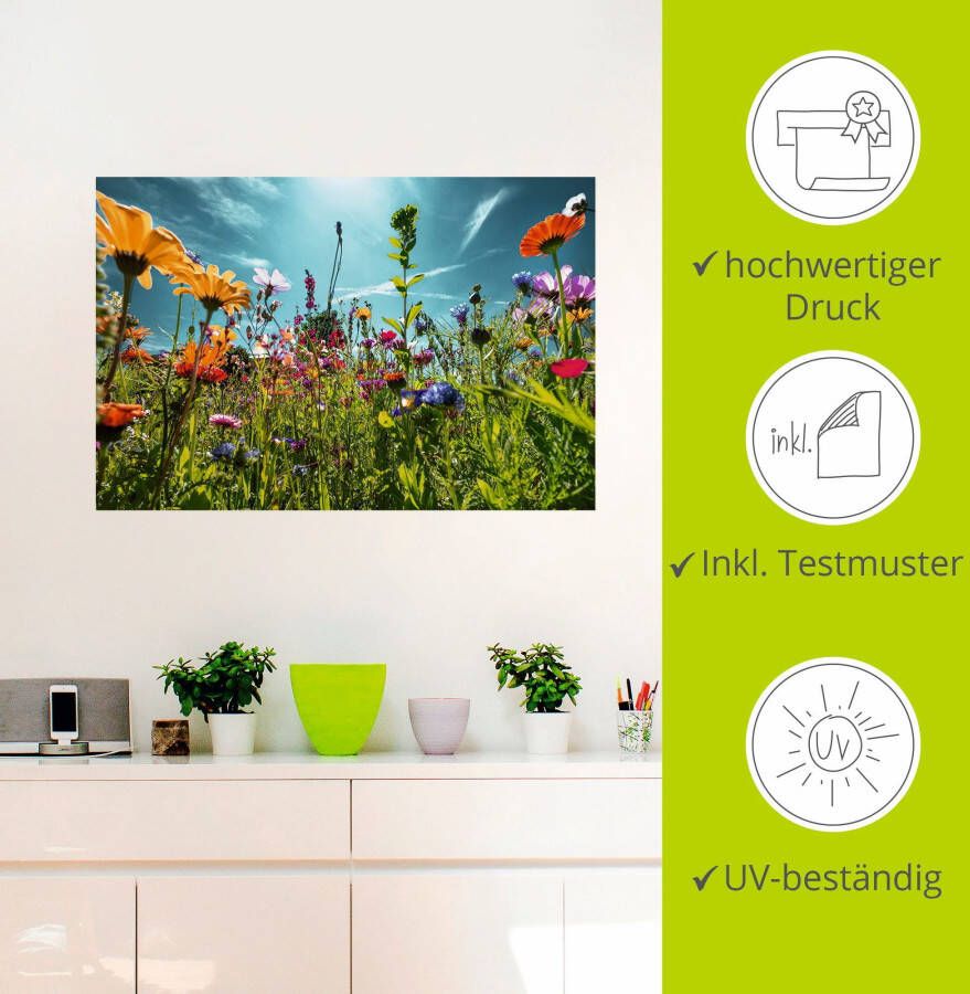 Artland Artprint Kleurrijk bloemenveld als artprint van aluminium artprint voor buiten artprint op linnen poster muursticker