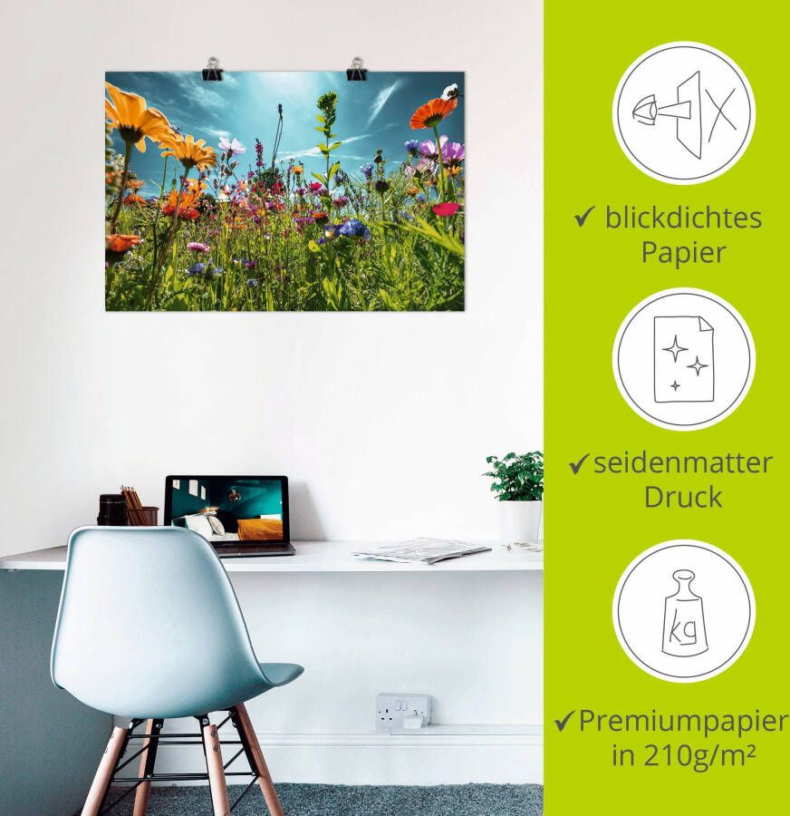 Artland Artprint Kleurrijk bloemenveld als artprint van aluminium artprint voor buiten artprint op linnen poster muursticker