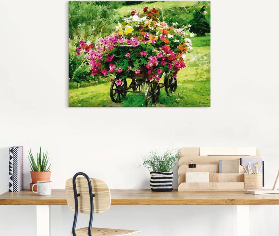 Artland Artprint Koets met bloemen als artprint van aluminium artprint voor buiten artprint op linnen poster in verschillende maten. maten