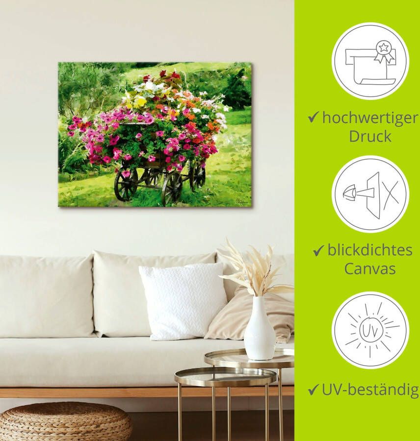 Artland Artprint Koets met bloemen als artprint van aluminium artprint voor buiten artprint op linnen poster in verschillende maten. maten