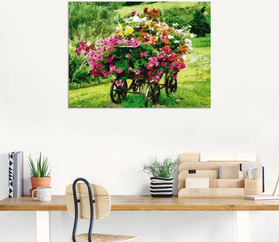 Artland Artprint Koets met bloemen als artprint van aluminium artprint voor buiten artprint op linnen poster in verschillende maten. maten