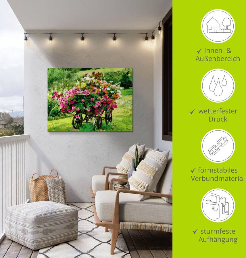 Artland Artprint Koets met bloemen als artprint van aluminium artprint voor buiten artprint op linnen poster in verschillende maten. maten