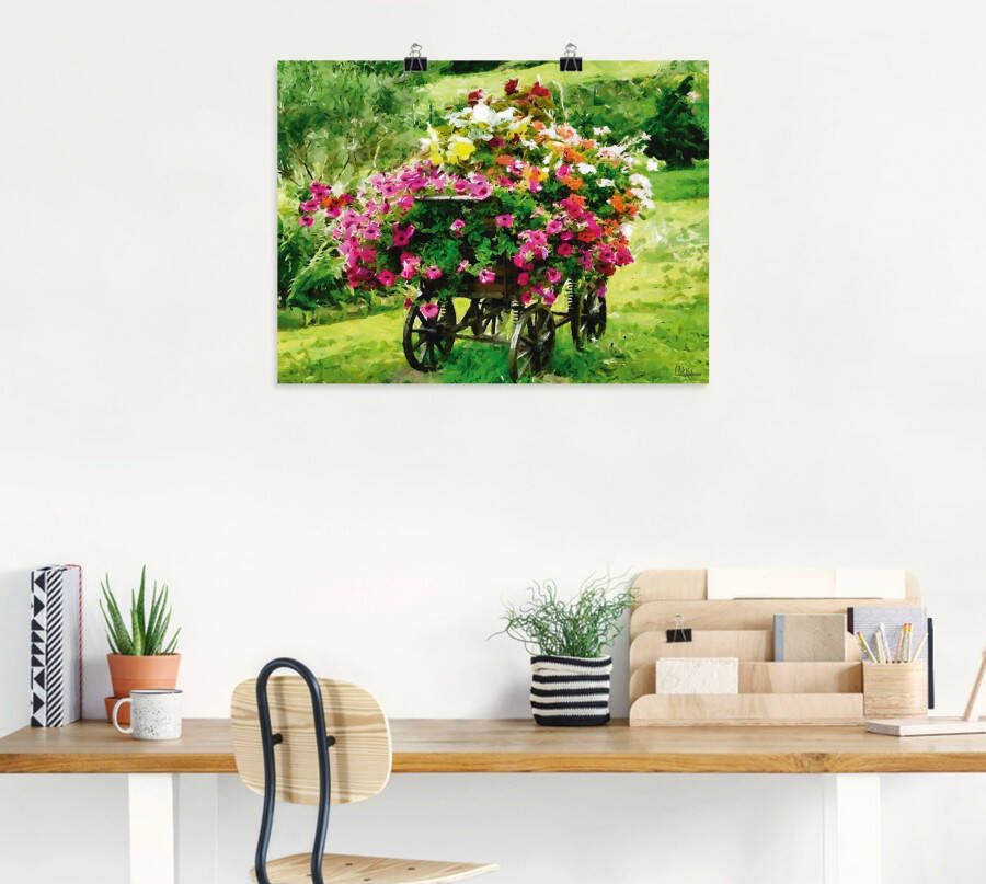 Artland Artprint Koets met bloemen als artprint van aluminium artprint voor buiten artprint op linnen poster in verschillende maten. maten - Foto 2