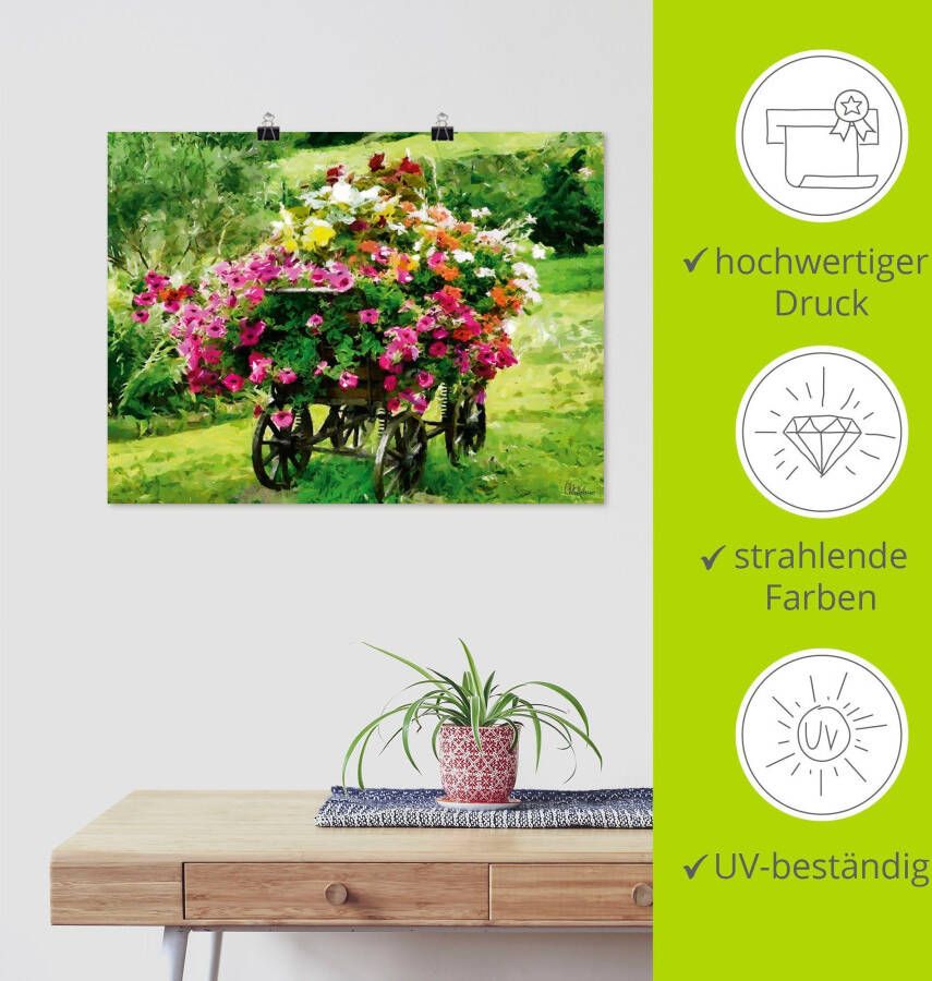 Artland Artprint Koets met bloemen als artprint van aluminium artprint voor buiten artprint op linnen poster in verschillende maten. maten - Foto 4