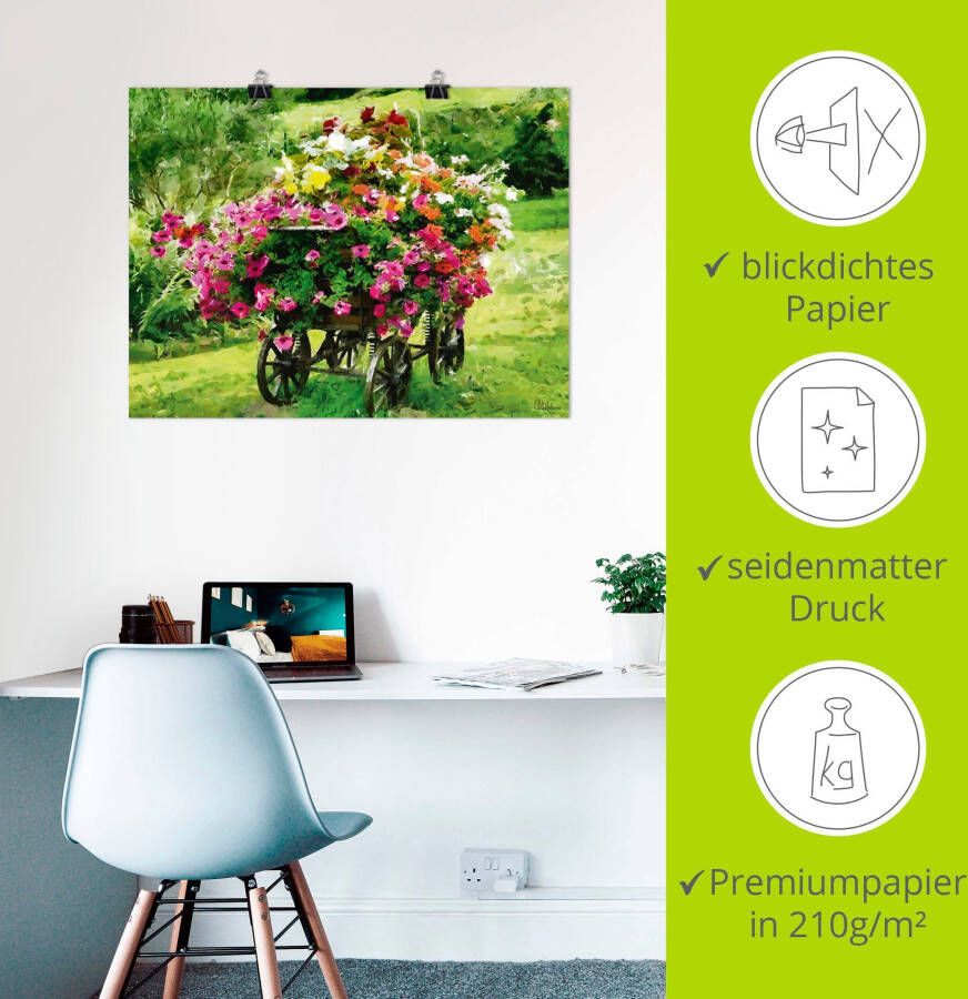 Artland Artprint Koets met bloemen als artprint van aluminium artprint voor buiten artprint op linnen poster in verschillende maten. maten - Foto 5