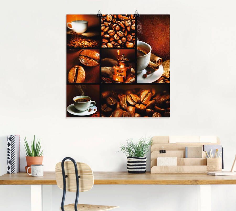 Artland Artprint Koffie collage als artprint op linnen poster muursticker in verschillende maten