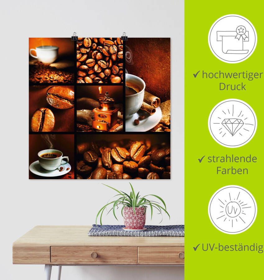 Artland Artprint Koffie collage als artprint op linnen poster muursticker in verschillende maten