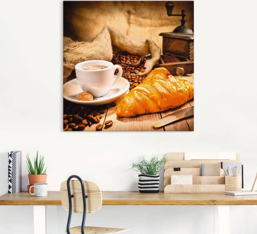 Artland Artprint Koffiekopje met croissant als artprint op linnen poster in verschillende formaten maten - Foto 3