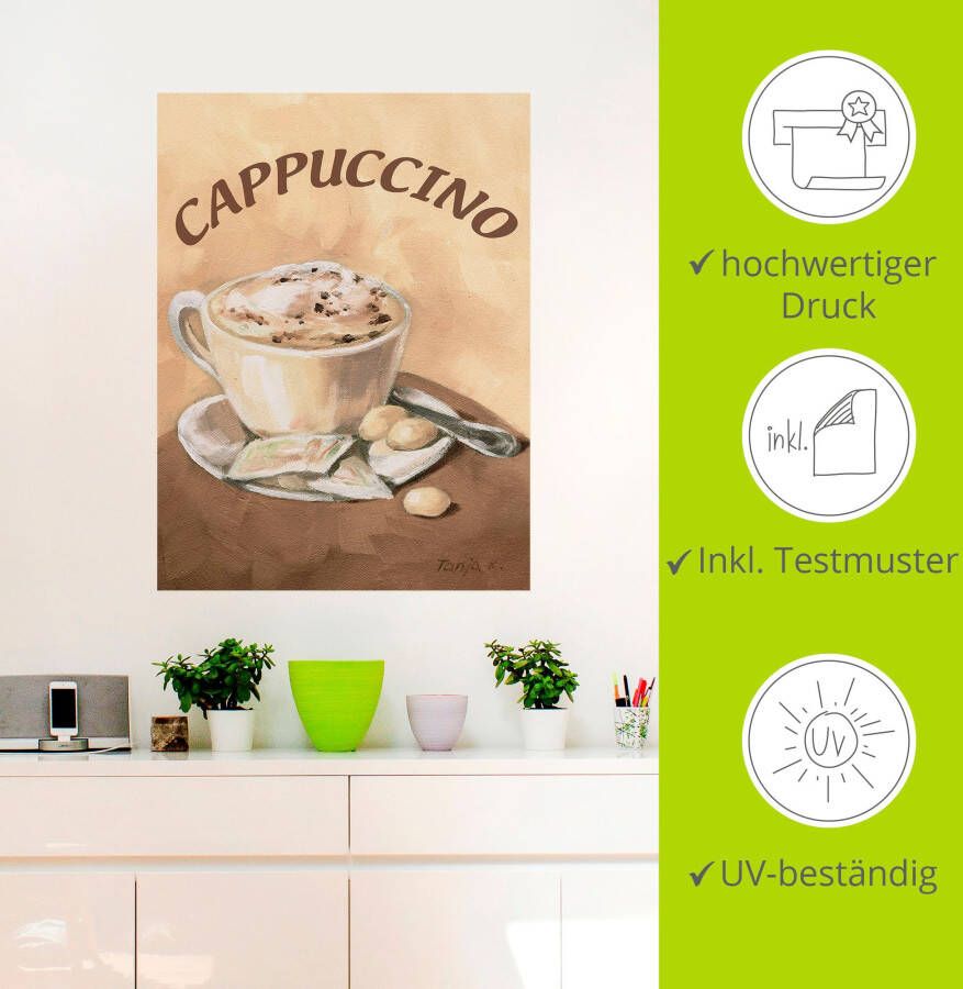 Artland Artprint Kopje cappuccino als artprint op linnen poster muursticker in verschillende maten