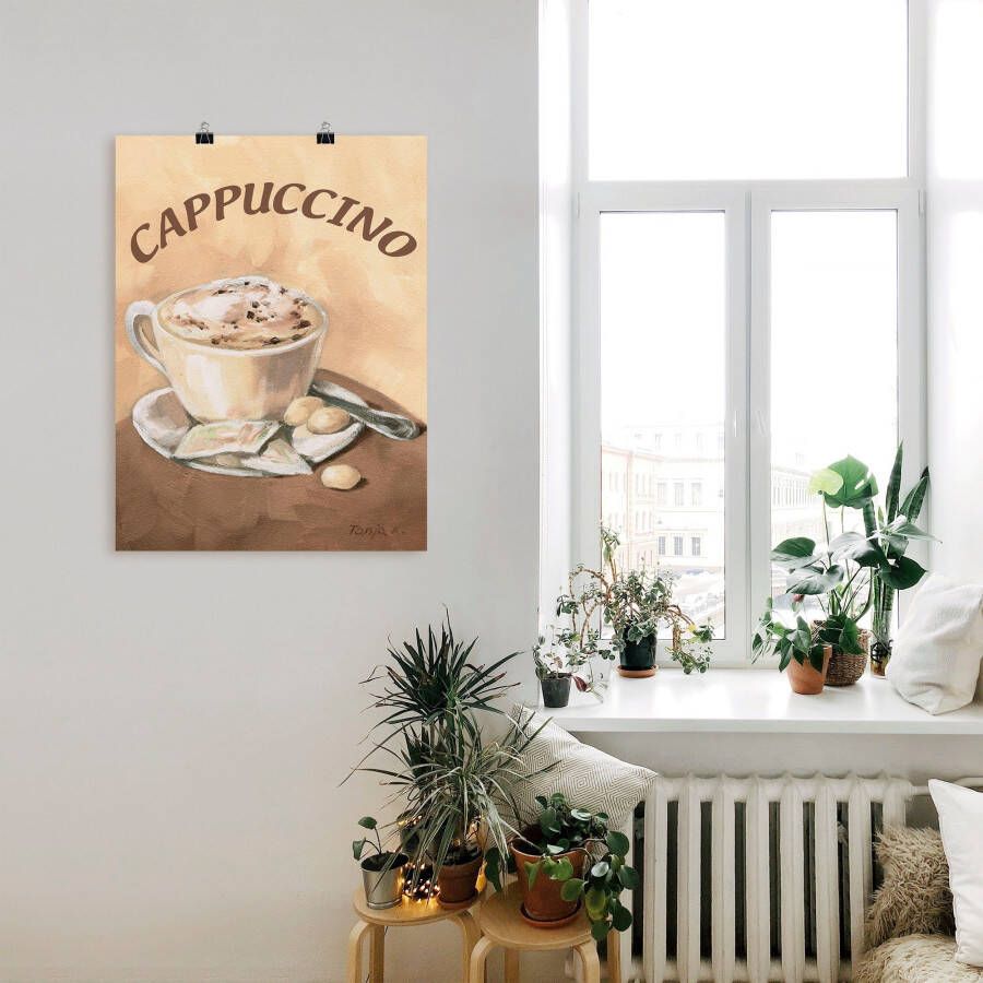 Artland Artprint Kopje cappuccino als artprint op linnen poster muursticker in verschillende maten