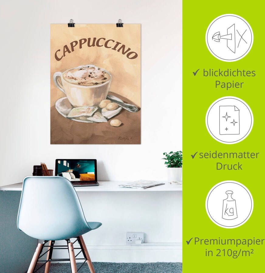 Artland Artprint Kopje cappuccino als artprint op linnen poster muursticker in verschillende maten