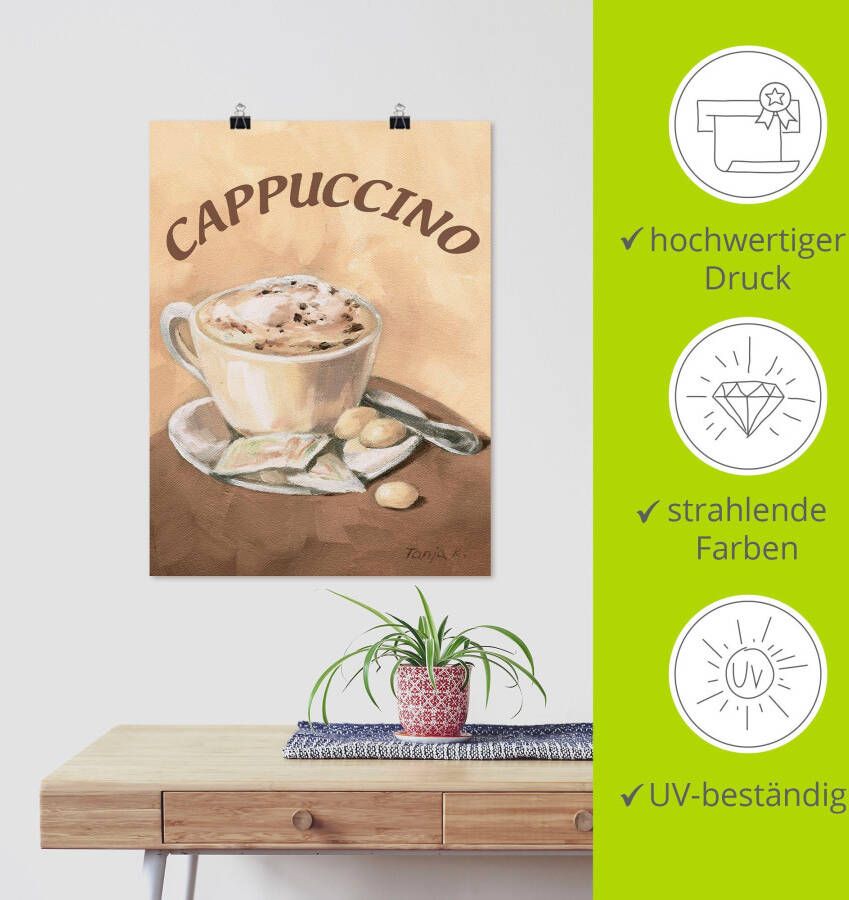 Artland Artprint Kopje cappuccino als artprint op linnen poster muursticker in verschillende maten