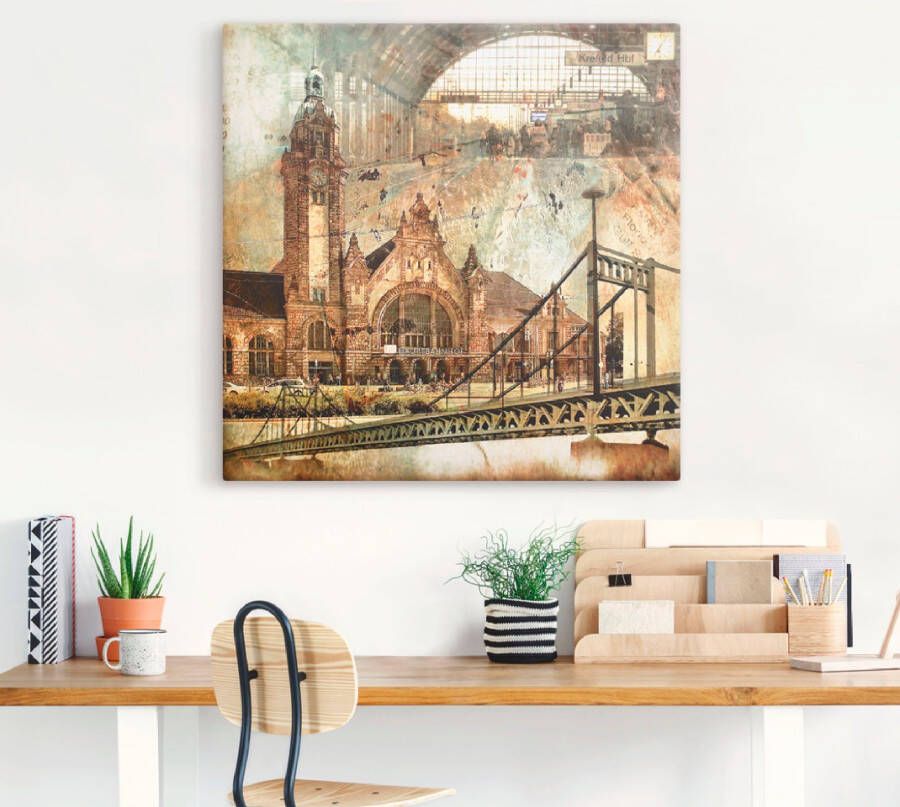 Artland Artprint Krefeld skyline abstracte collage als artprint op linnen poster in verschillende formaten maten