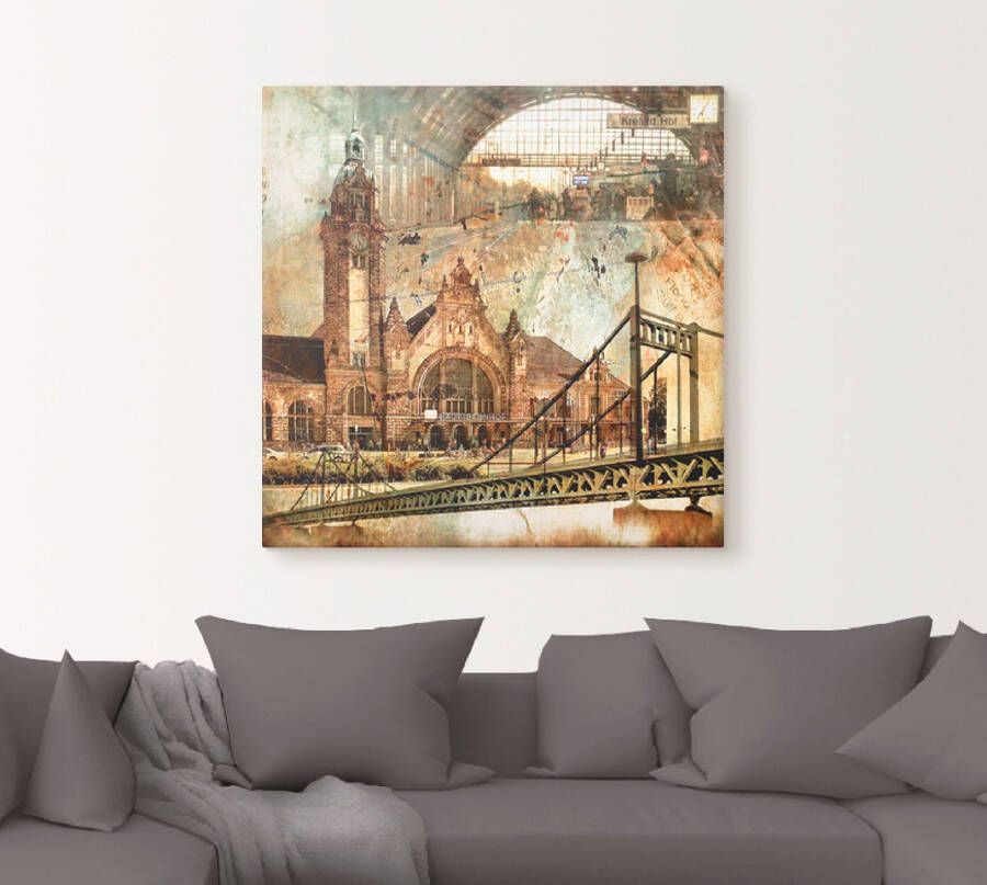 Artland Artprint Krefeld skyline abstracte collage als artprint op linnen poster in verschillende formaten maten