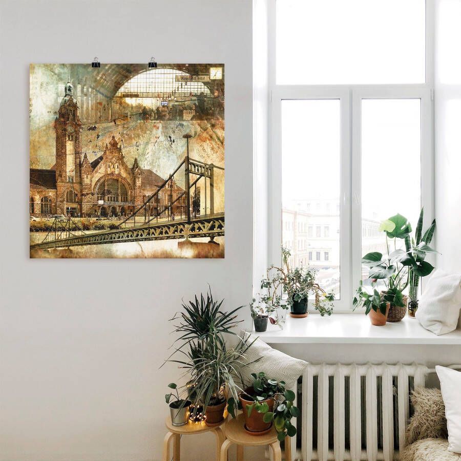 Artland Artprint Krefeld skyline abstracte collage als artprint op linnen poster in verschillende formaten maten