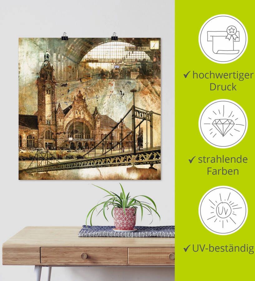 Artland Artprint Krefeld skyline abstracte collage als artprint op linnen poster in verschillende formaten maten