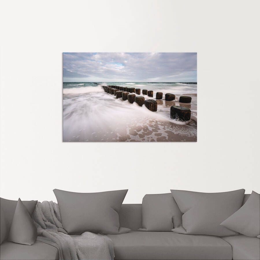 Artland Artprint Kribben bij zonsondergang Kribben aan de Oostzee op een stormachtige dag als artprint van aluminium artprint voor buiten artprint op linnen in verschillende maten - Foto 4