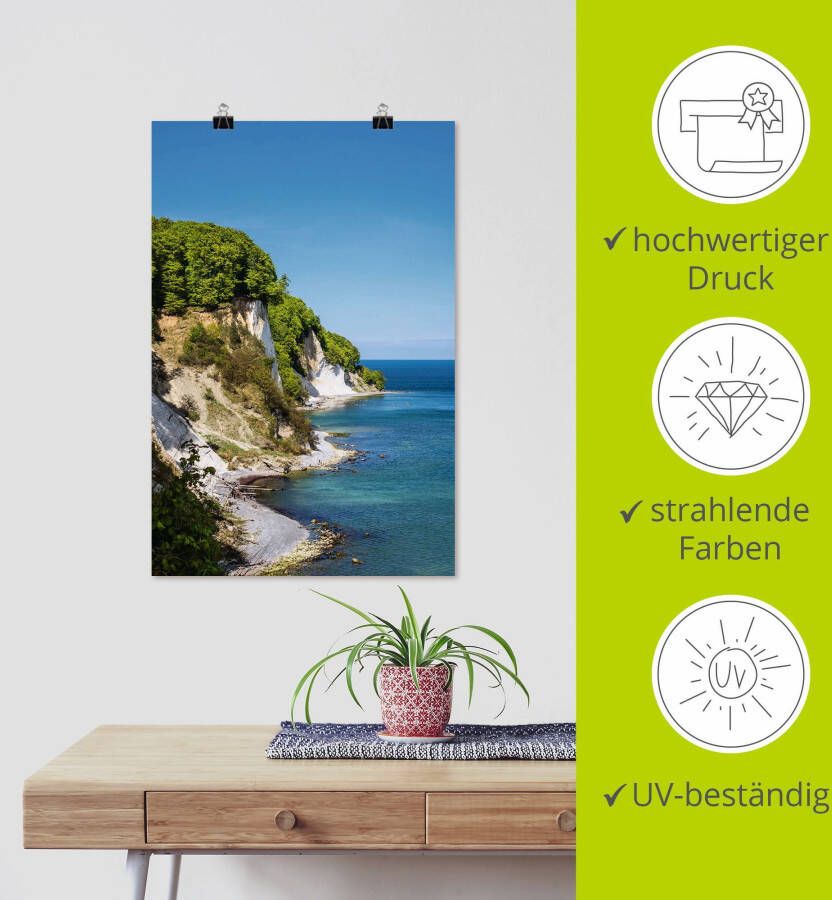 Artland Artprint Krijtrotsen Oostzeekust eiland Rügen als artprint van aluminium artprint op linnen muursticker of poster in verschillende maten