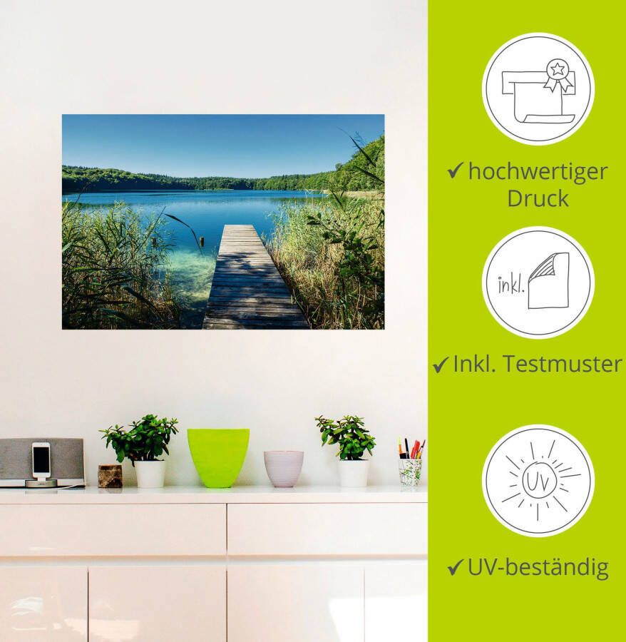 Artland Artprint Landschap aan het meer pier als poster muursticker in verschillende maten