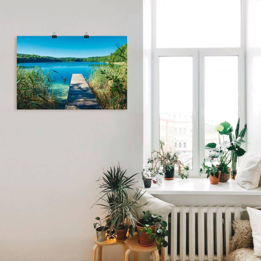 Artland Artprint Landschap aan het meer pier als poster muursticker in verschillende maten