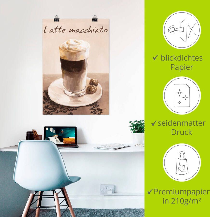 Artland Artprint Latte macchiato koffie als poster muursticker in verschillende maten