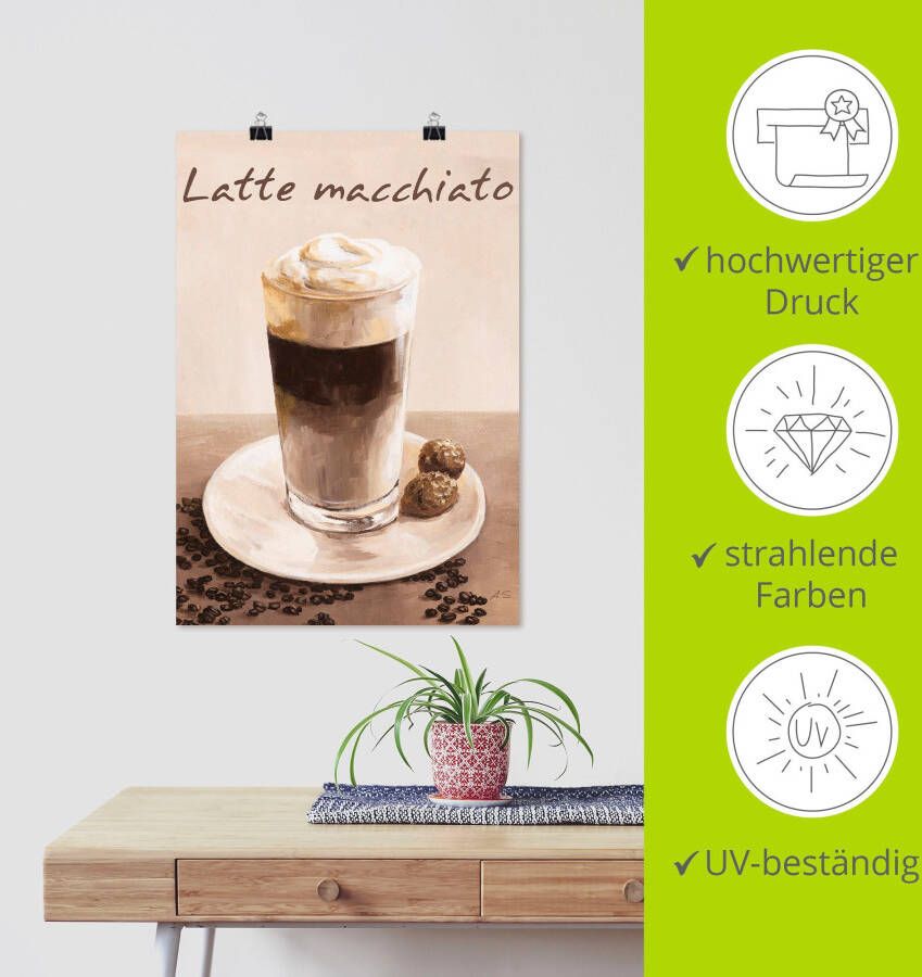 Artland Artprint Latte macchiato koffie als poster muursticker in verschillende maten