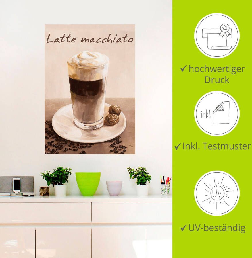 Artland Artprint Latte macchiato koffie als poster muursticker in verschillende maten