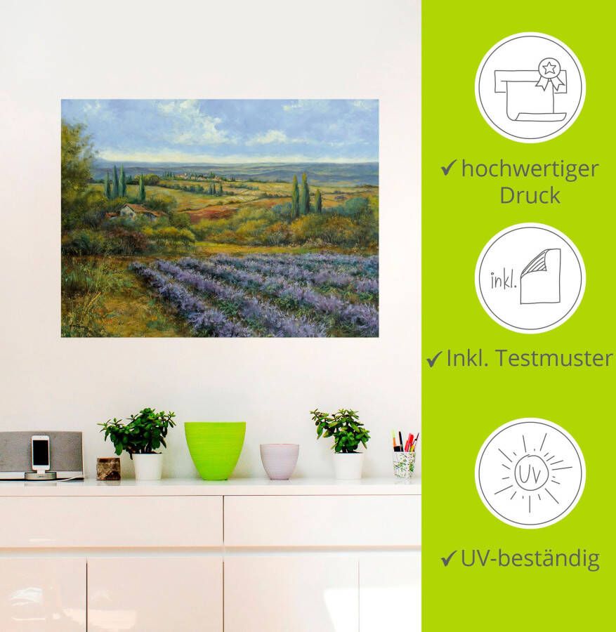 Artland Artprint Lavendelvelden in de Provence als artprint op linnen poster muursticker in verschillende maten